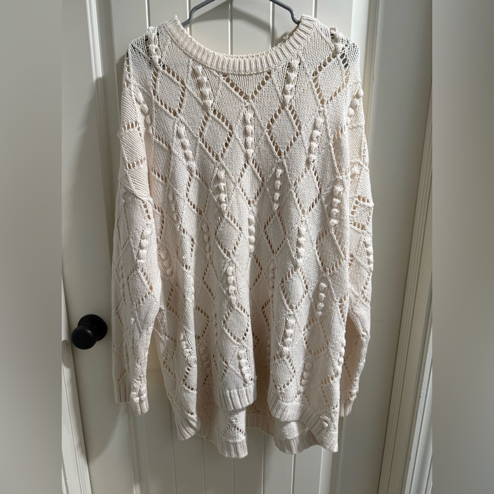 LOFT Cream Textured Knit Sweater